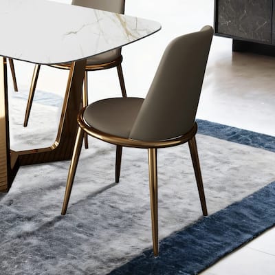 Furniture of America Mave Modern Faux Leather Metal Upholstered Dining Chairs (Set of 2)