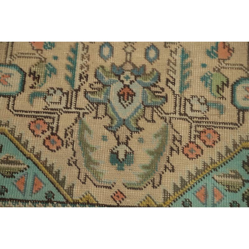 Hand Knotted Oriental 100% Wool Carpet Traditional Floral Beige & Ivories Tabriz Area Rug - 9' 2'' X 6' 5''