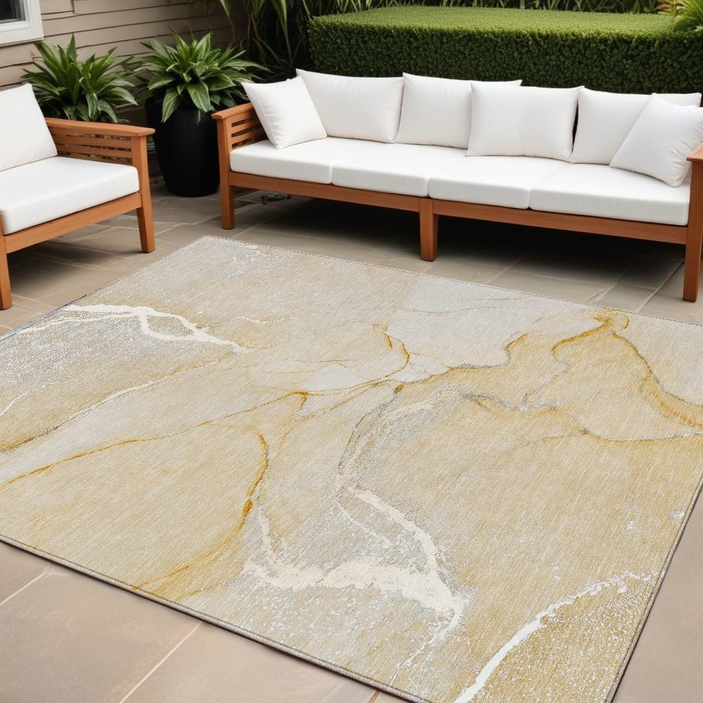 Elfi Modern Art-Inspired Weather Resistant Blended Style Outdoor Rug