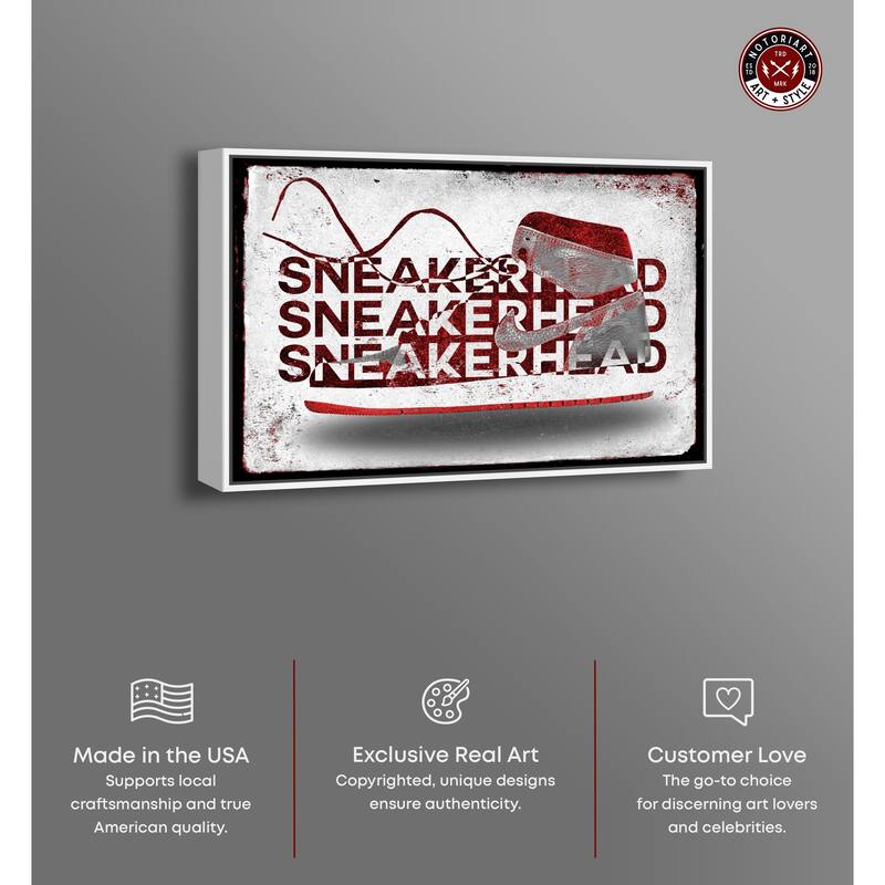 Notoriart Sneakerhead Red Framed Sneaker 1 Piece Canvas Wall Art