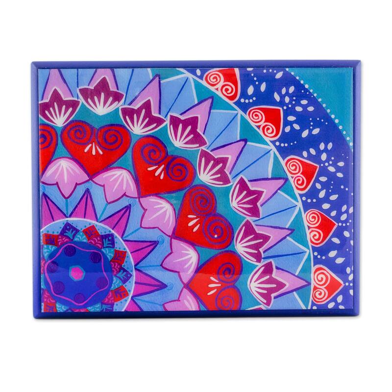 Novica Handmade Blue Delight Decoupage Wood Tea Box Bed Bath & Beyond