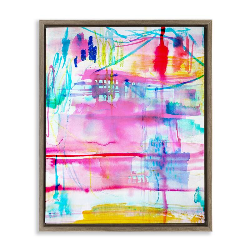 Stupell Picnic Party Composition Framed Floater Canvas Wall Art Design By Gemma Bardot - 17 x 21 - Brown