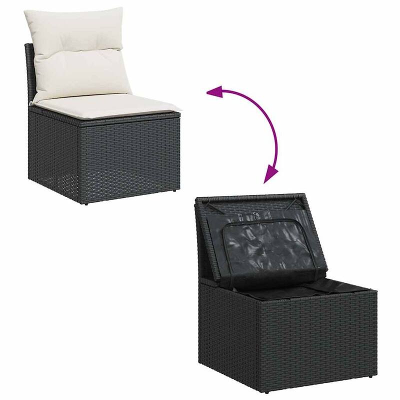 vidaXL Patio Sofa Set with Cushions Table and Sofa Modules 5 Piece Poly Rattan - 21.7 x 39.4 x 28.7