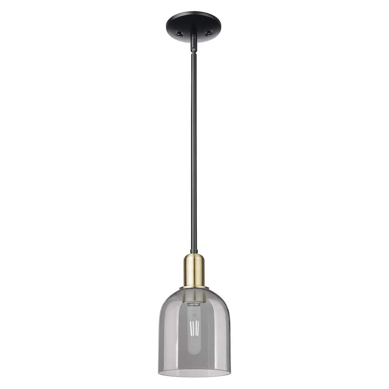 Innovations Lighting Endless Possibilities Arcadia - Bella - 1 Light 6" Stem Hung Mini Pendant - Black Antique Brass/Light Smoke