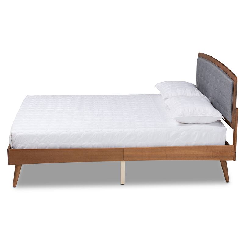 Ratana Mid-Century Modern Transitional Wood Platform Bed-Grey