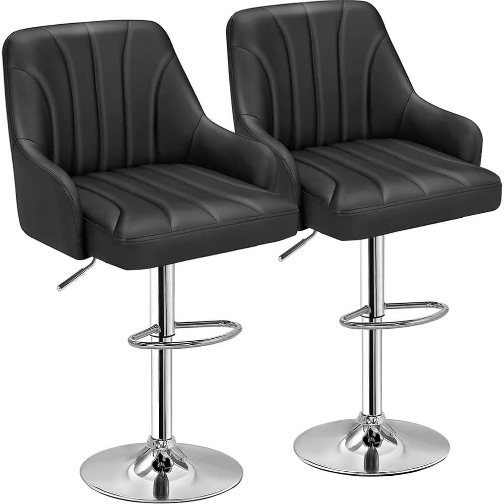 VECELO Set of 2 Adjustable Height Barstool with Footrest and Back Upholstered Bar or Counter Height Stool and Parts