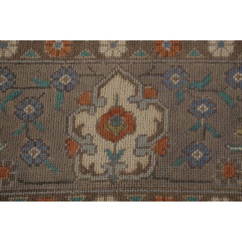 Gray Distressed Tabriz Persian Vintage Area Rug Handmade Wool Carpet - 9'7"x 13'0"