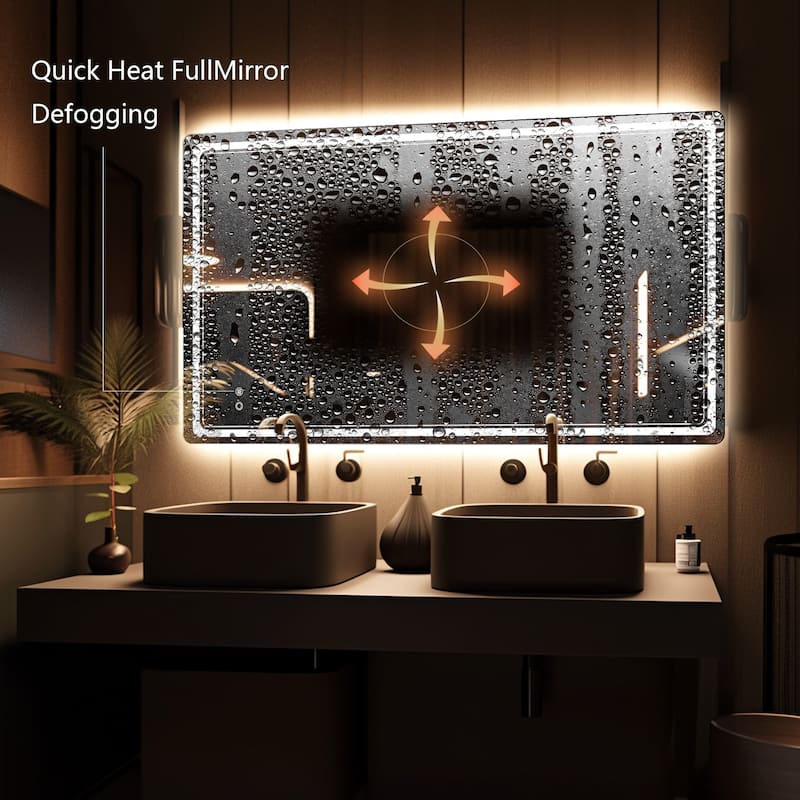 Wallbeyond 3-Tone Modern Style Frameless Rectangular LED Wall Mirror