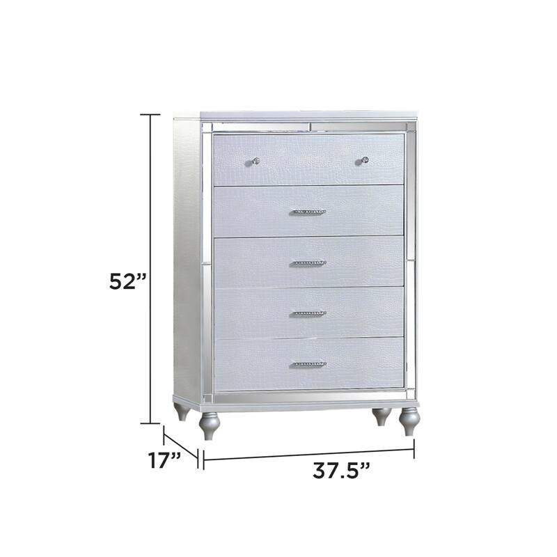 Sterling 4PC/5PC Contemporary Bedroom Set with Mirror Accents and LED Enhancements