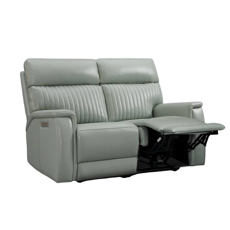 Genuine Leather Reclining Loveseat with Triple Power Adjustable Headrest, Lumbar Support, Zero Gravity, USB & USB-C Ports