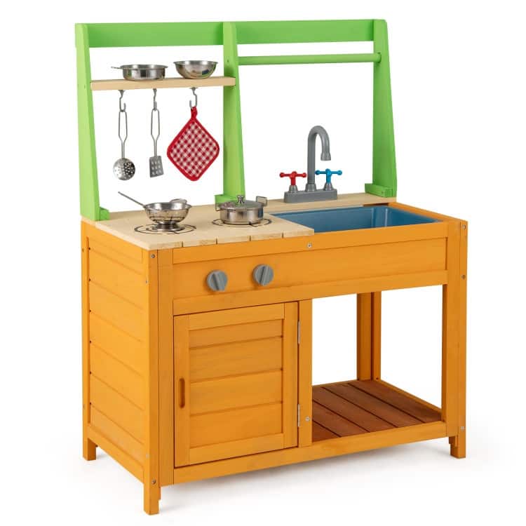 Outdoor Mud Kitchen Playset for Girls and Boys 3+ Years Old-Orange - Multi