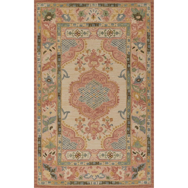 Momeni Tangier Hand Tufted Wool Medallion Area Rug - 2' 3" x 8' - Rose - Runner