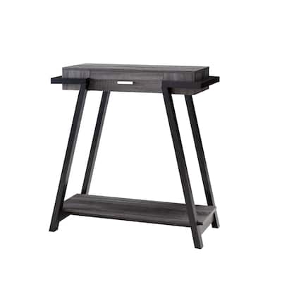 Wooden Console Table with Angled Leg Support and Drawer,Black and Gray - 34 H x 15.5 H x 31.5 L Inches