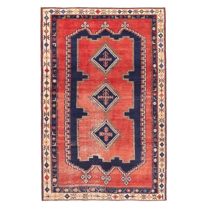 ECARPETGALLERY Hand-knotted Melis Vintage Red Wool Rug - 4'9 x 7'7