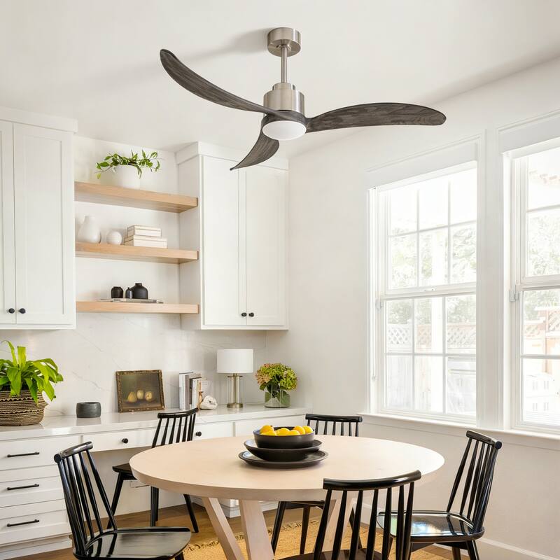 52"Ceiling Fan with LED Light Remote Control,Quiet DC Motor 6 Speed Levels,Adjust Height( 2 PCS Rod) Reversible Ceiling Fan