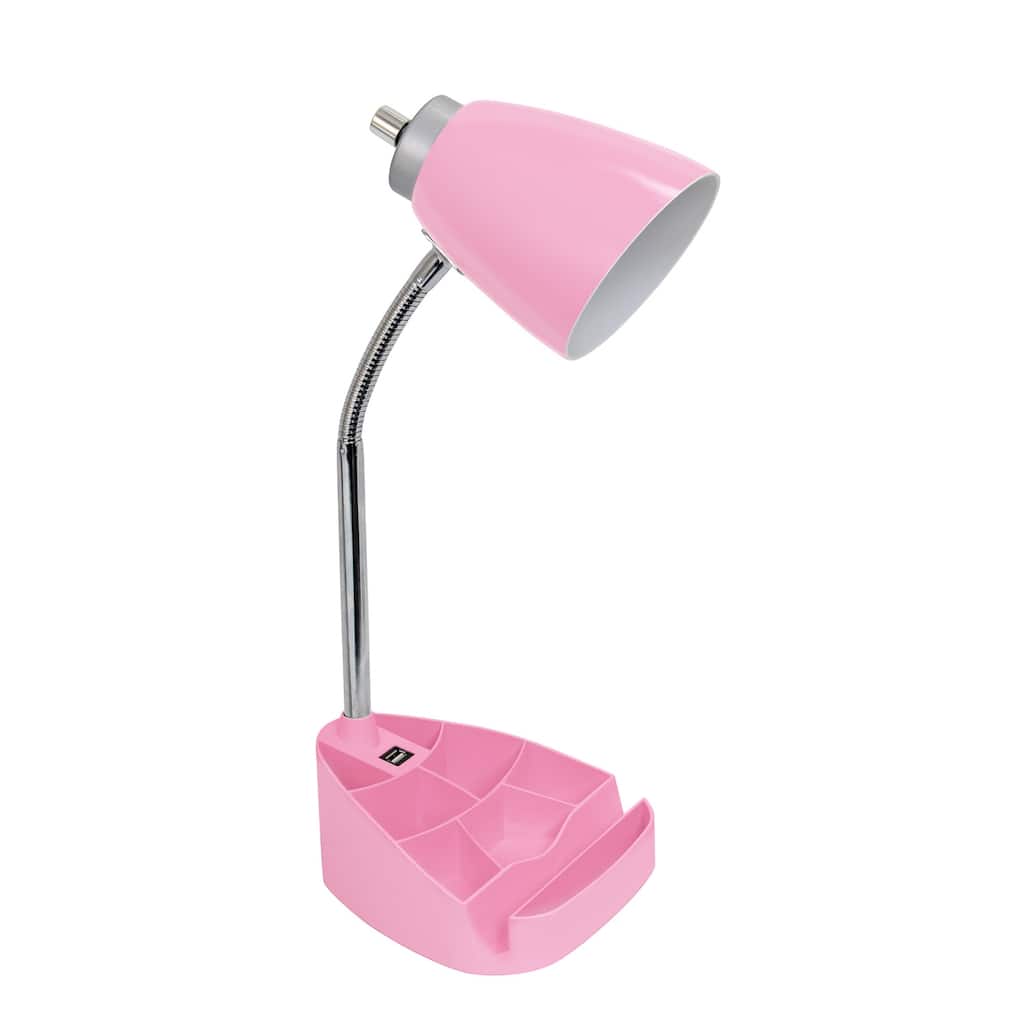 18.5 in. Chrome Finish Table Lamp with Pink Shade, Desk Lamp for Writing and Computer Desks