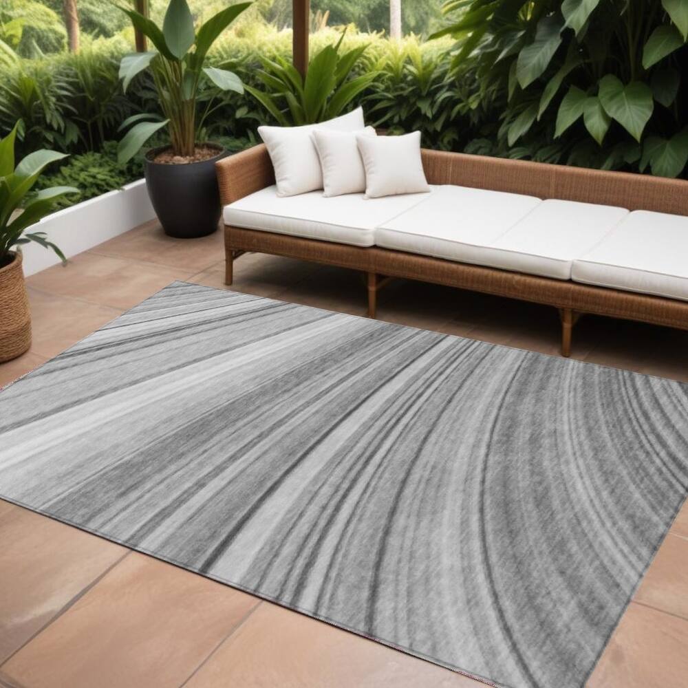 HomeRoots Abstract Transitional Rectangle Outdoor Rug
