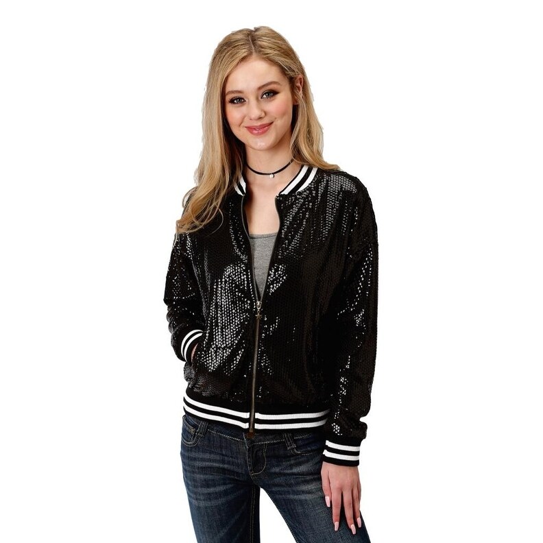 Shop Roper Western Jacket Womens Zip Sequin Black Overstock 29023187