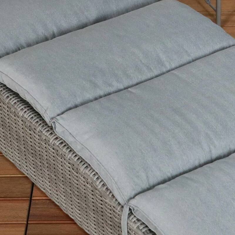 2 Pieces Wicker Cushioned Chaise Lounge Adjustable Recliner