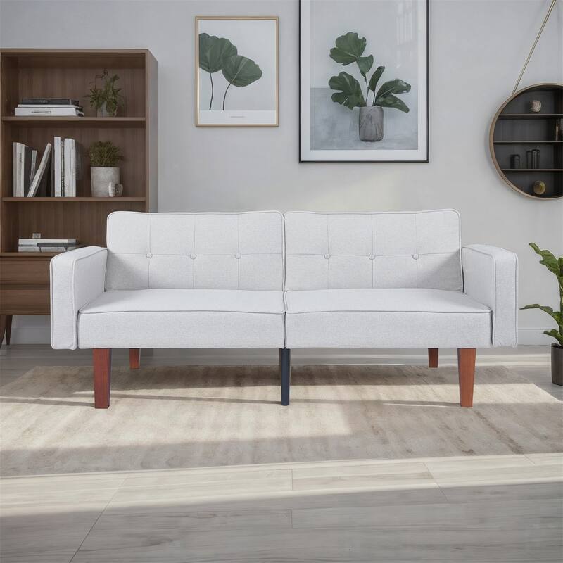 Convertible Sofa Bed Adjustable PU Leather Couch Sleeper Modern Recliner Reversible Loveseat Folding Daybed Guest Bed