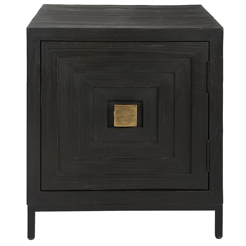 Uttermost Aiken Geometric Cabinet / End Table - 22"W x 26"H x 20"D - Black - 22"W x 26"H x 20"D