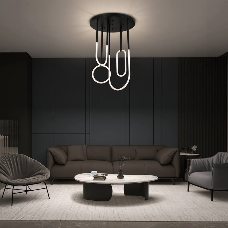 4-Light LED Integrated Modern Space-Age Design Circular Chandelier