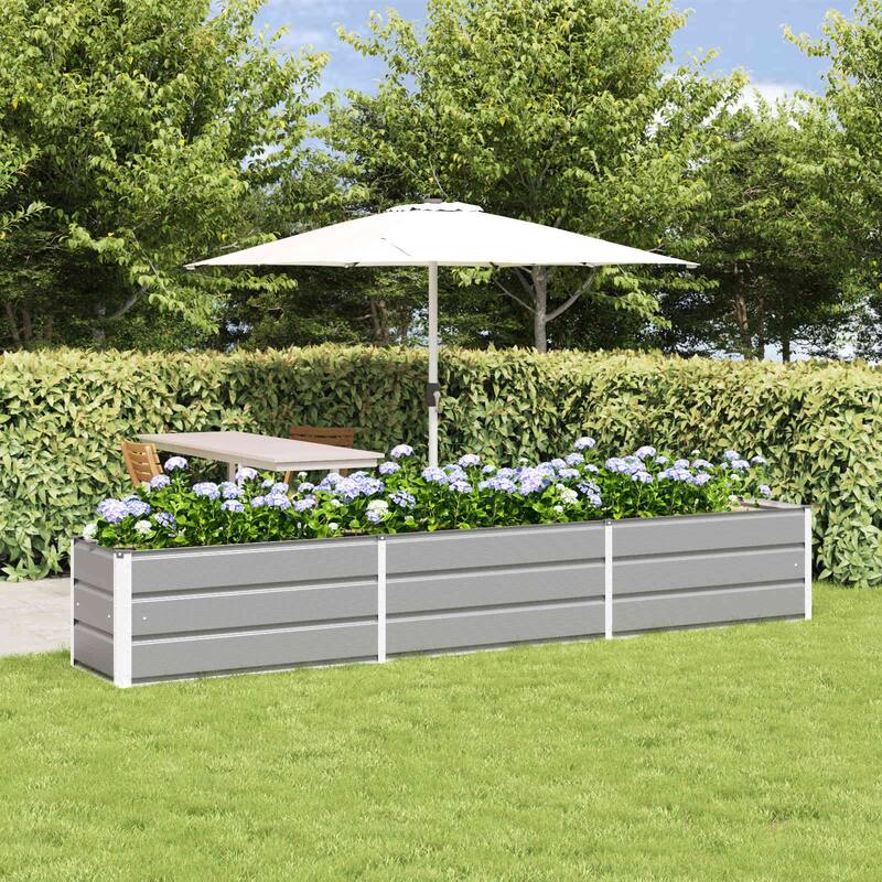 vidaXL Planter in Galvanised Steel - 39.37 x 19.69 x 17.72 - Grey - 114.17 x 19.69 x 17.72 in