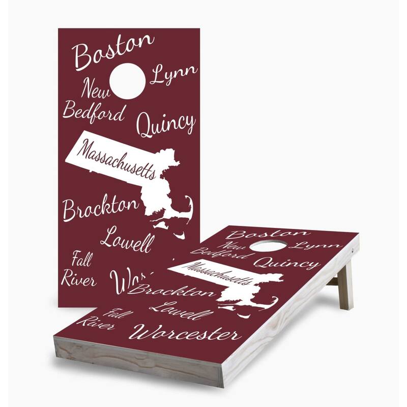Massachusetts State Pride Cornhole Game (Choose Wraps or Boards) - 2x4 Boards (24" x 48") - Include ALL Accessories