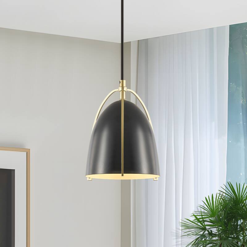 Starsky 1-Light Single Bell/Dome Pendant - Black&Gold - Black&Gold