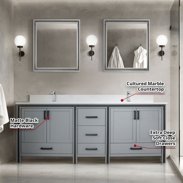 Lexora Ziva 80 inch Double Bathroom Vanity Only - Bed Bath