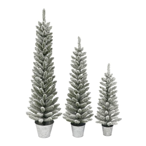 Puleo International Artificial Potted Flocked Pencil Trees in 3ft,, 4ft