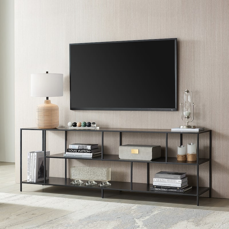 Winthrop TV Console - 70" Blackened Bronze TV Stand with Metal Shelves