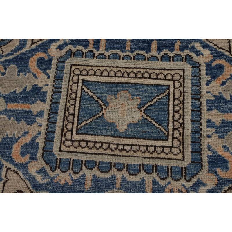 Oriental Oushak Turkish Large Rug Hand-Knotted Beige Wool Carpet - 10'1"x 14'0"