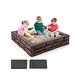 2-In-1 HDPE Kids Sandbox with Cover and Bottom Liner - White main image 1