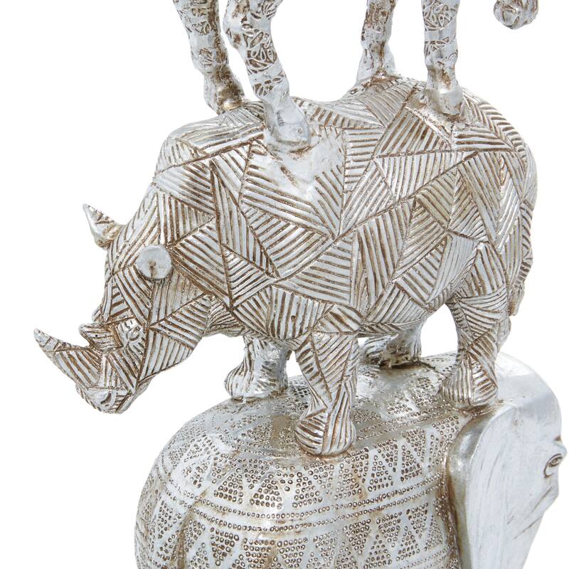 Polystone Safari Animals Decorative Sculpture - Gold or Silver - Roche River Decor