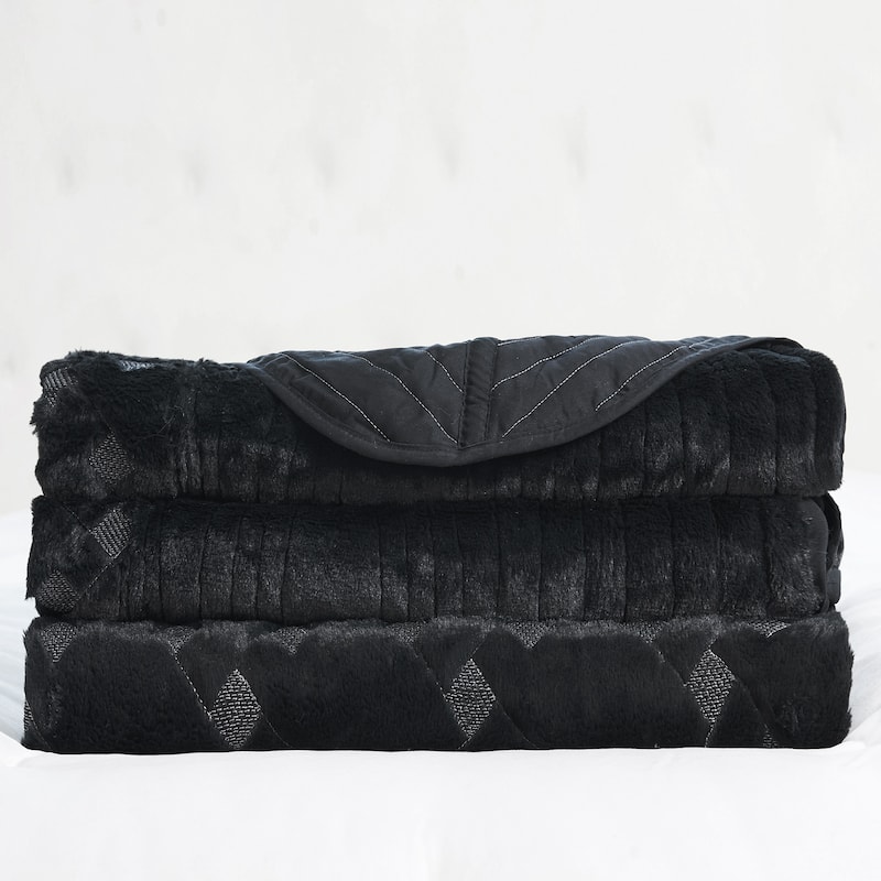 FauxFur Quilted Tatami 4-piece Bedspread Set