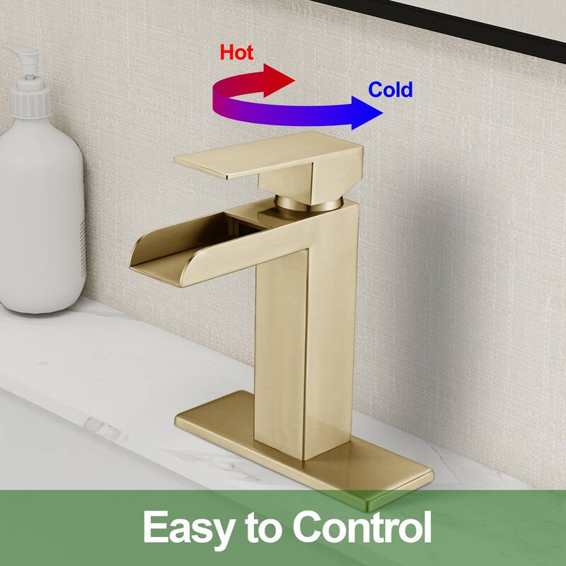 Topcraft Single Handle Waterfall Bathroom Faucet with Baseplate