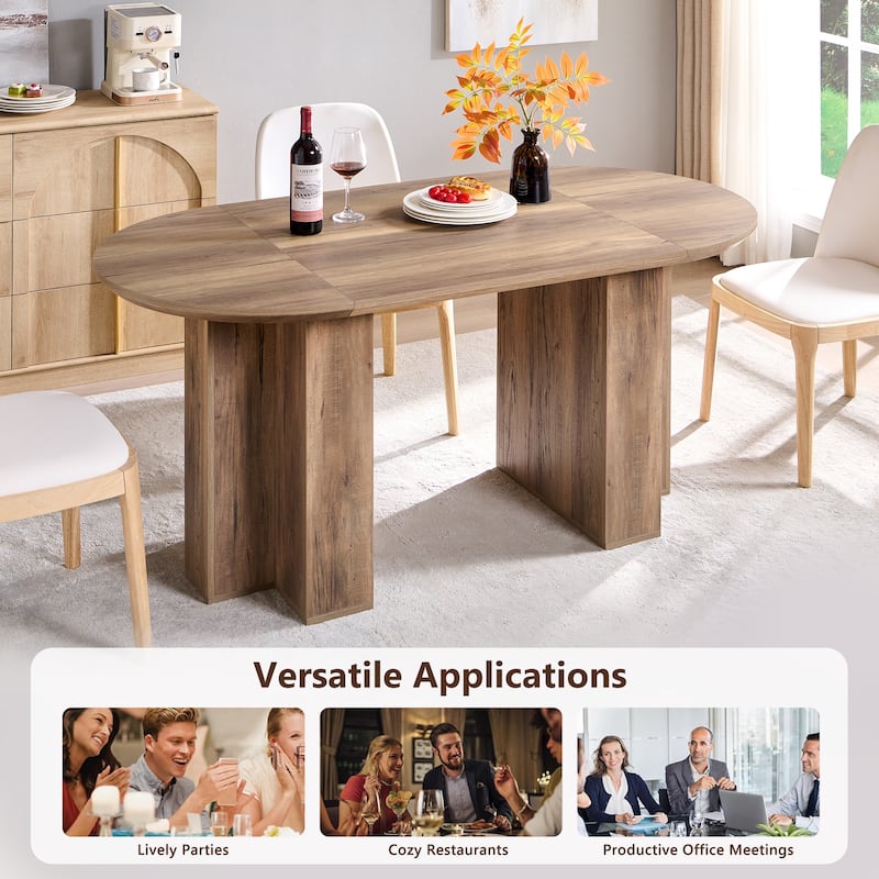 Modern 63" Oval Dining Table, Kitchen Table with Sturdy T-Shaped Base