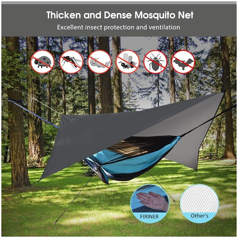 Camping Single Double Hammock Tent with Mosquito Net Waterproof Rain Fly Heavy Duty Tree Straps Suitable for Backyard Outdoors Bed Bath Beyond 40330599