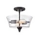 preview thumbnail 3 of 7, Millennium Lighting Caily 2 Light Semi-Flush Mount Ceiling Fixture in Multiple Finishes with Seeded Glass Shade