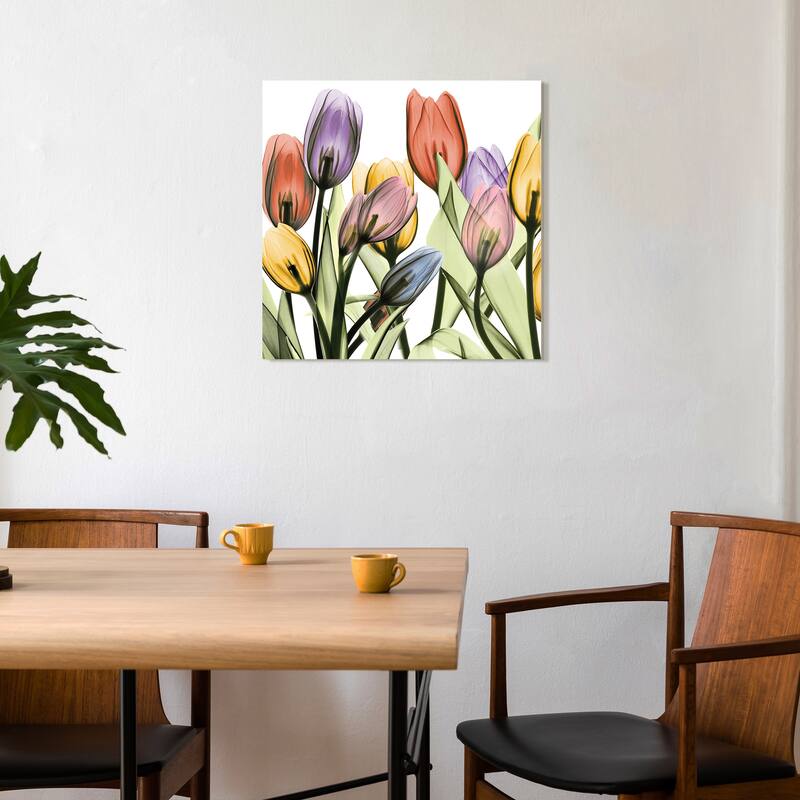 "Tulip Scape x-ray I" Frameless Free Floating Reverse Printed Tempered Art Glass Wall Art
