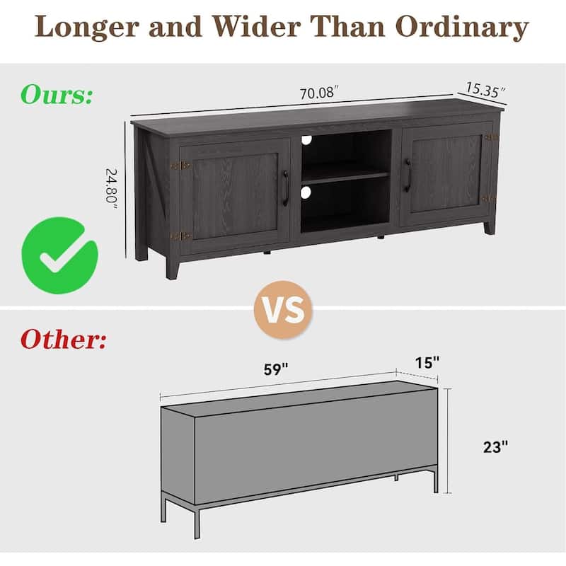 WESOME 70in TV Stand Home Cabinet with Drawers/Shelves/Doors for Living Room Bedroom - 70inch