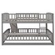 preview thumbnail 29 of 42, Full Over Full Wooden Bunk Bed,Low Bunk Bed with Built-In Ladders and Slides