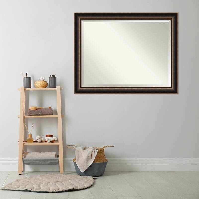 Villa Oil Rubbed Bronze Beveled Wood Framed Bathroom Vanity Wall Mirror - Villa Oil Rubbed Bronze
