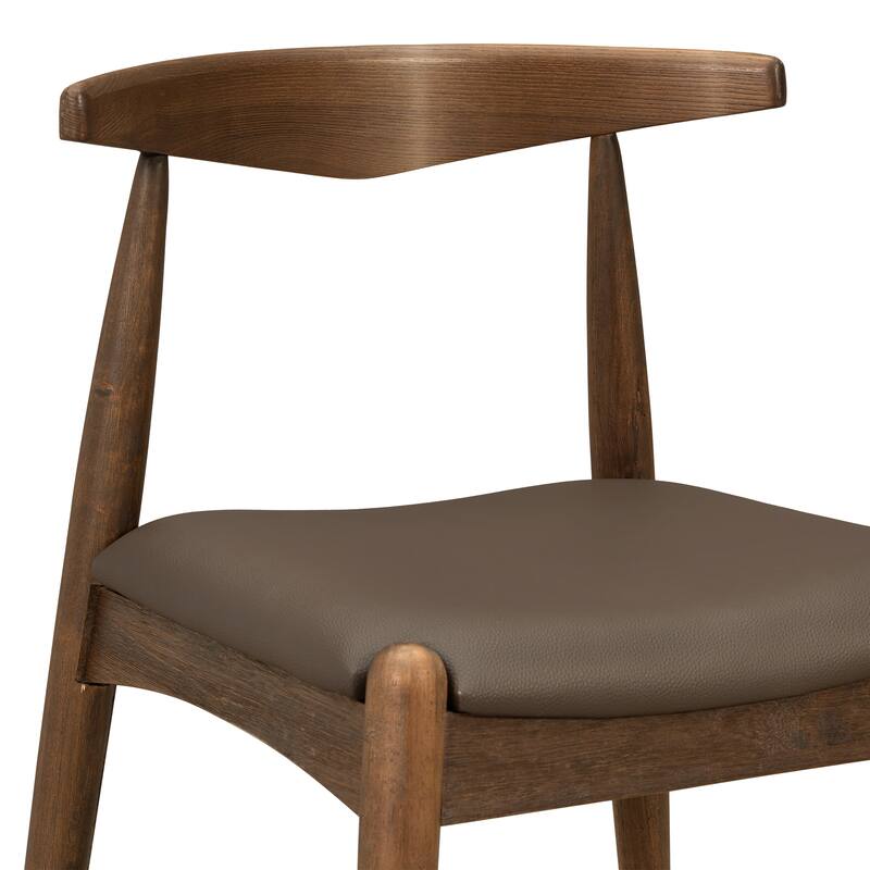 Set of 2 Rubberwood Dining Chairs, Ergonomic Backrest & Faux Leather Upholstery