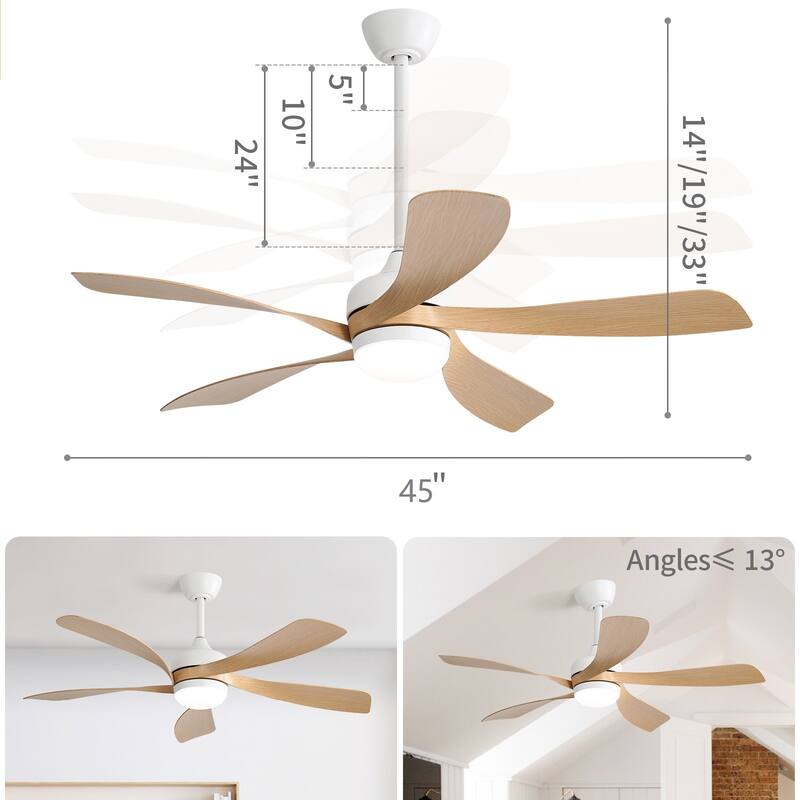 45/52 Inch Ceiling Fan with Remote & Lights Quiet DC Motor 5 Blade High CFM Modern Fan