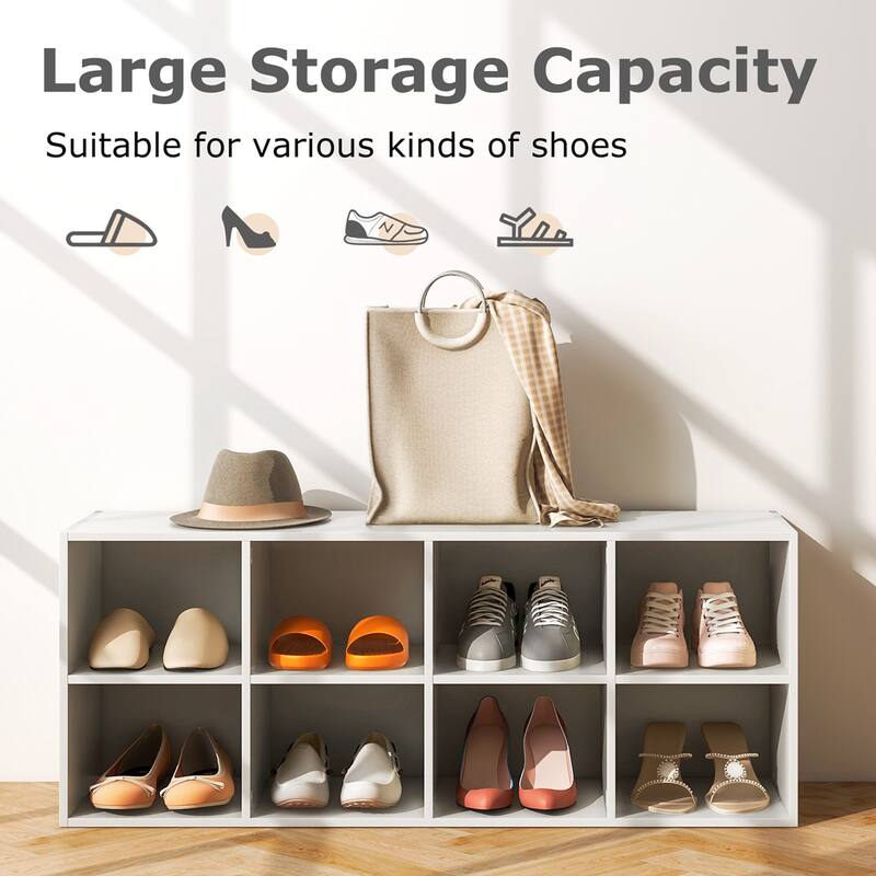 Costway 8 Cubbies Shoe Bench with 500 LBS Weight Capacity Cubby Shoe - See Details