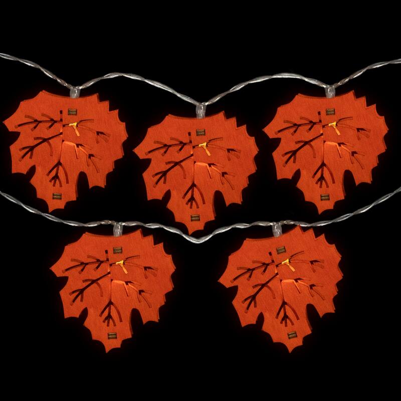 LED Maple Leaves Fall Harvest Fairy Lights - 4.5 ft Silver Wire - 10ct