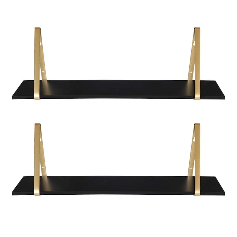 Kate and Laurel Soloman Wood 2 Piece Shelves with Metal Brackets