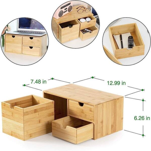 100% Original Bamboo Desk Organizer (3 Drawer) - Bed Bath & Beyond ...